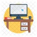Office Desk Workplace Work Area Icon