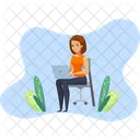 Workspace Woman Girl Illustration 아이콘
