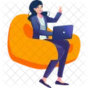 Workspace Office Laptop Illustration 아이콘