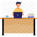 Workspace Man Guy Illustration 아이콘