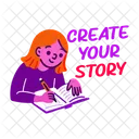 Write Story Girl Diary Icon