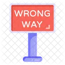 Wrong Way Road Post Traffic Board Icon