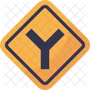 Y Intersection Road Sign Icon