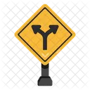 Y Intersection Two Way Arrows Traffic Board Icon