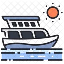 Yacht And Sun Travelling Summer Icon