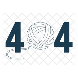 Yarn ball with thread black white error 404 flash message  Icon
