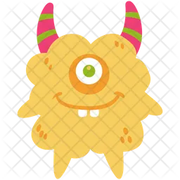 Yellow alien with pink horns  Icon