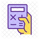 Yellow hand with calculator  Icon