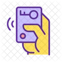 Yellow hand with car remote starter  Icon