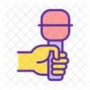 Yellow hand with microphone  Icon