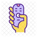Yellow hand with remote control  Icon