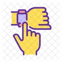 Yellow hand with smart watch  Icon