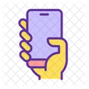 Yellow hand with smartphone  Icon