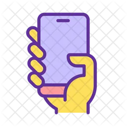 Yellow hand with smartphone  Icon