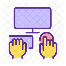 Yellow hands with computer  Icon