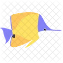 Yellow Longnose Butterfly Fish Sea Creature Animal Icon