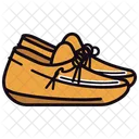 Yellow Moccasin Shoes Flat Color Shoes  Icon