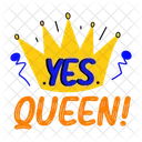 Yes Queen Crown Typography Icon