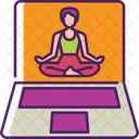 Yoga En Linea Meditacion Computadora Portatil Icono