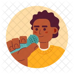 Young adult black man holding mic  Icon