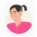 Young Asian Man With Black Hair In A Ponytail  Icon