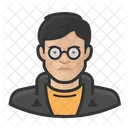 Young Man Asian Glasses Icon