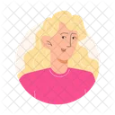 Young Woman With Blond Hair In Flat Style  Icon