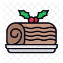 Yule Log Cake Dessert Icon