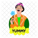 Yummy Eating Lollipop Icon