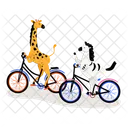 Zebra And Giraffe Cycling  Icon