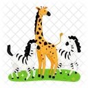 Zebras And Giraffe  Icon