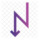 Zickzack Abwarts Lage Symbol