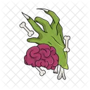 Zombie Hand Brain Mind Icon