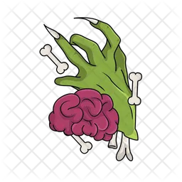 Zombie hand grabbing brain  Icon