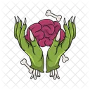 Zombie hand grabbing brain  Icon