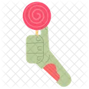 Zombie Hand Cartoon Lollipop Candy Candy Holding Icône