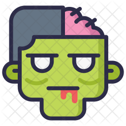 Zombie Head Icon of Colored Outline style - Available in SVG, PNG, EPS