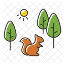 Zona verde para ardillas.  Icono