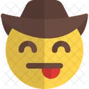 Zunge Lachelnd Augen Cowboy Symbol