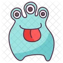 Monster Mit Rausgestreckter Zunge Kreatur Monstergesicht Symbol