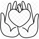 Zwei Hande Halten Ein Herz Liebe Valentinstag Symbol