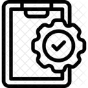 Zwischenablage mit Zahnrad-Check-Zeichen  Symbol
