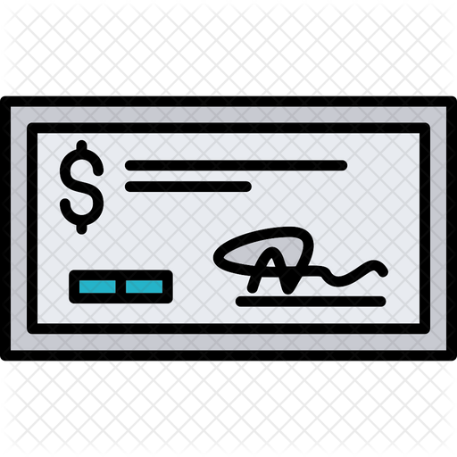 Bank Cheque Icon - Download In Colored Outline Style