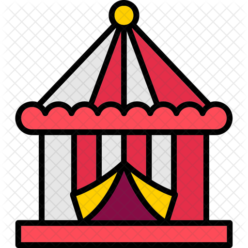 Circus Tent Icon - Download in Colored Outline Style