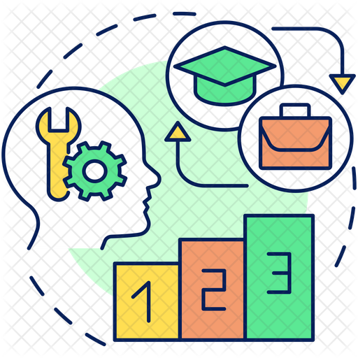 Competency based progression Icon - Download in Colored Outline Style