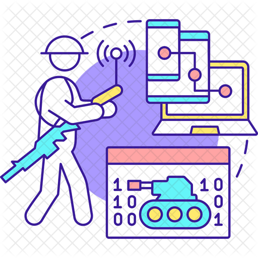 Computer network operations Icon Download in Colored Outline Style