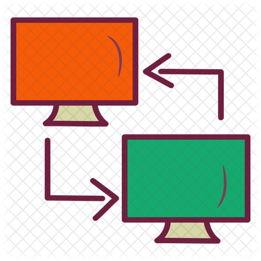 Computer Sharing Icon - Download in Colored Outline Style