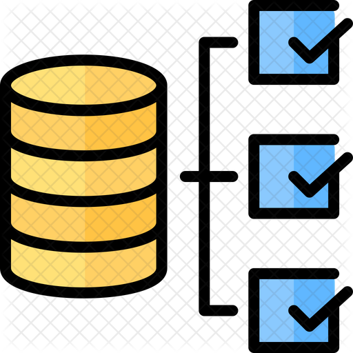Database Checklist Icon - Download in Colored Outline Style