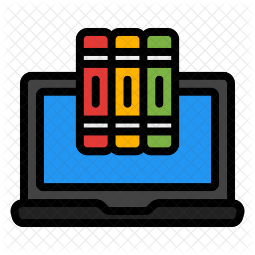 Digital library Icon - Download in Colored Outline Style
