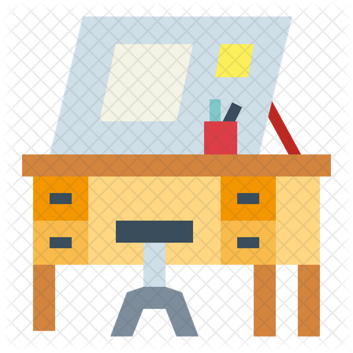 Drawing Desk Icon Download in Flat Style